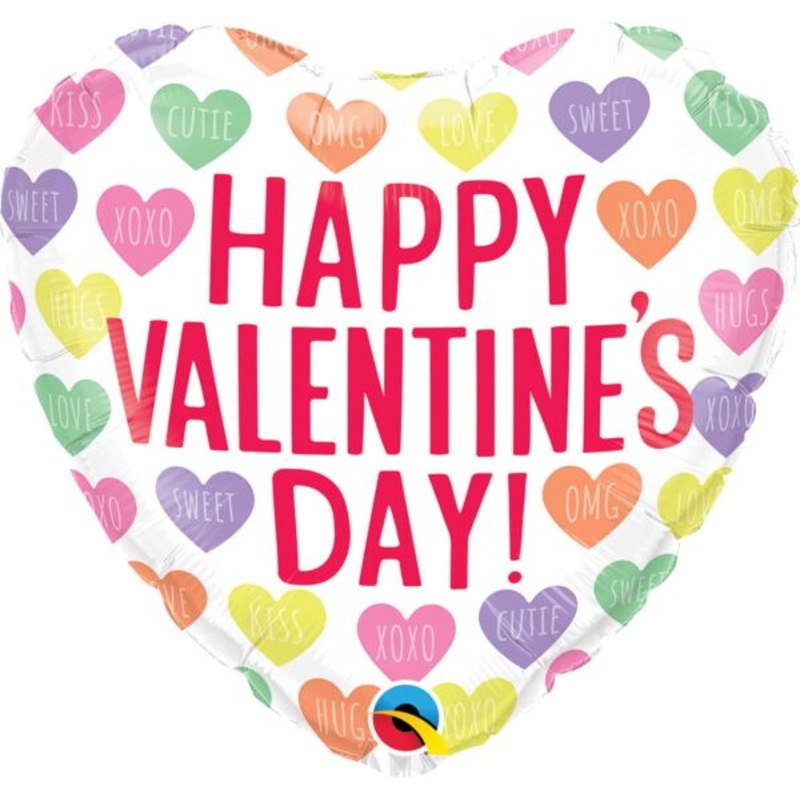 18" Valentine Conversation Heart Shaped Foil Balloon