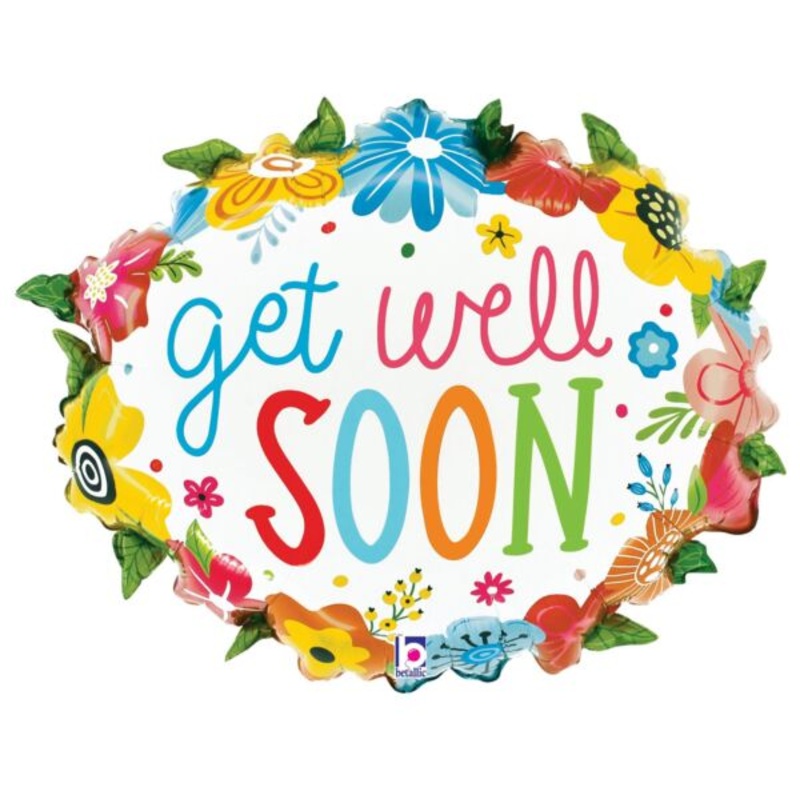 25" GET WELL FLORAL WREATH FOIL BALLOON
