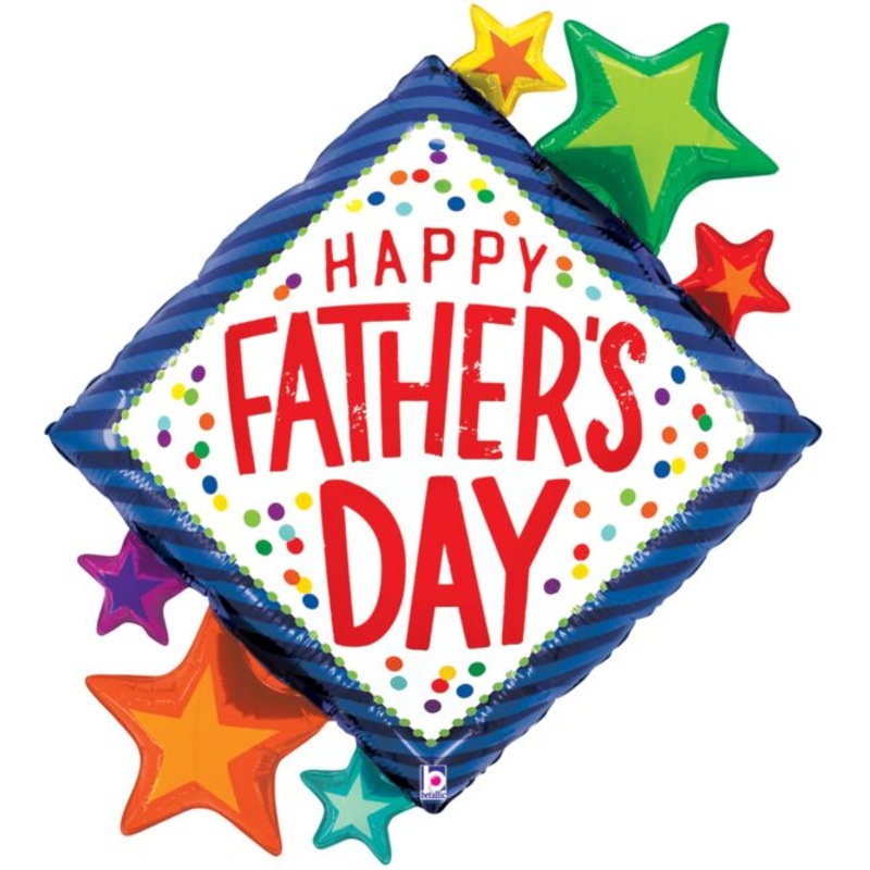 38" Father's Day Diamon Stars Foil Balloon