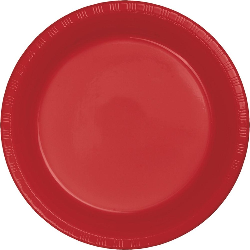 7 in. Classic Red Plastic Dessert Plates 20 ct.