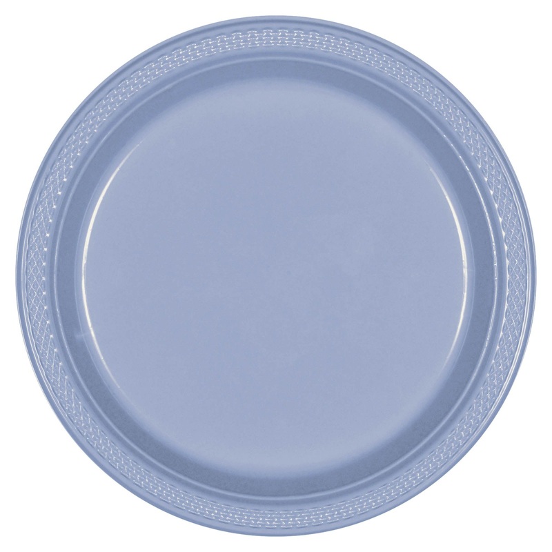 7" Round Plastic Plates - Pastel Blue 20 ct.