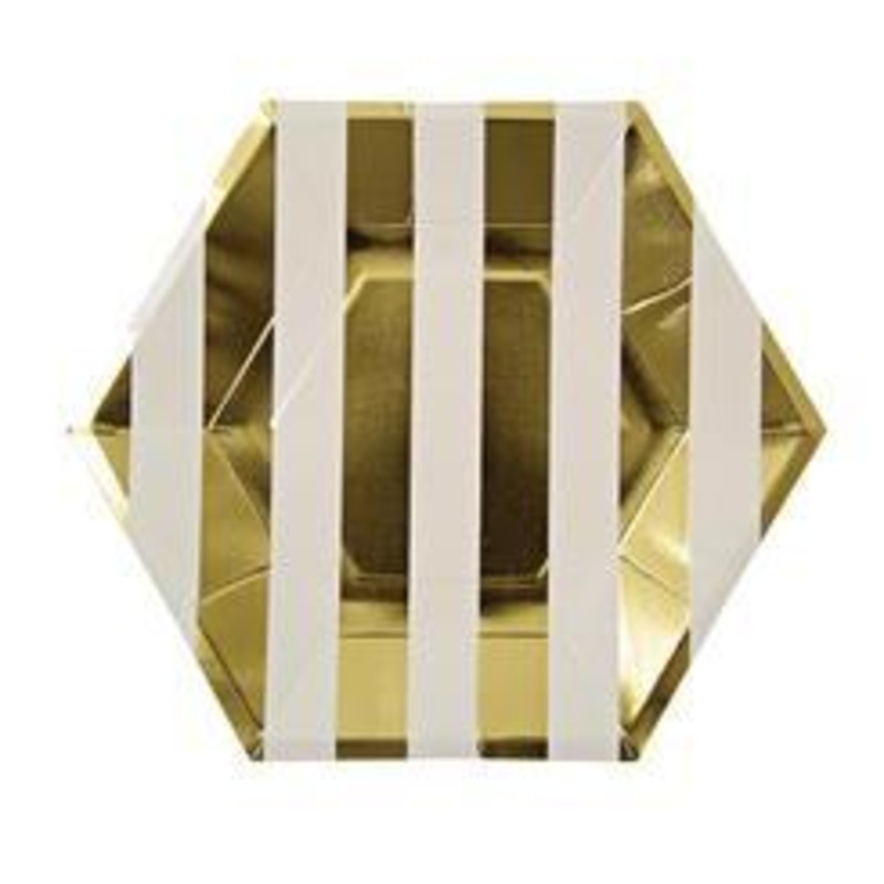 Gold Striped Lunch Plates 8 ct.