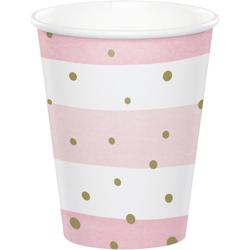 PINK AND GOLD CELEBRATION 9 OZ CUP 8 CT