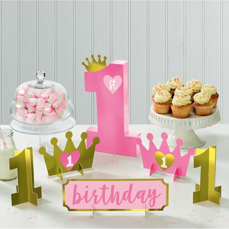 Table Centerpiece Decorating Kit- 1st Birthday Pink