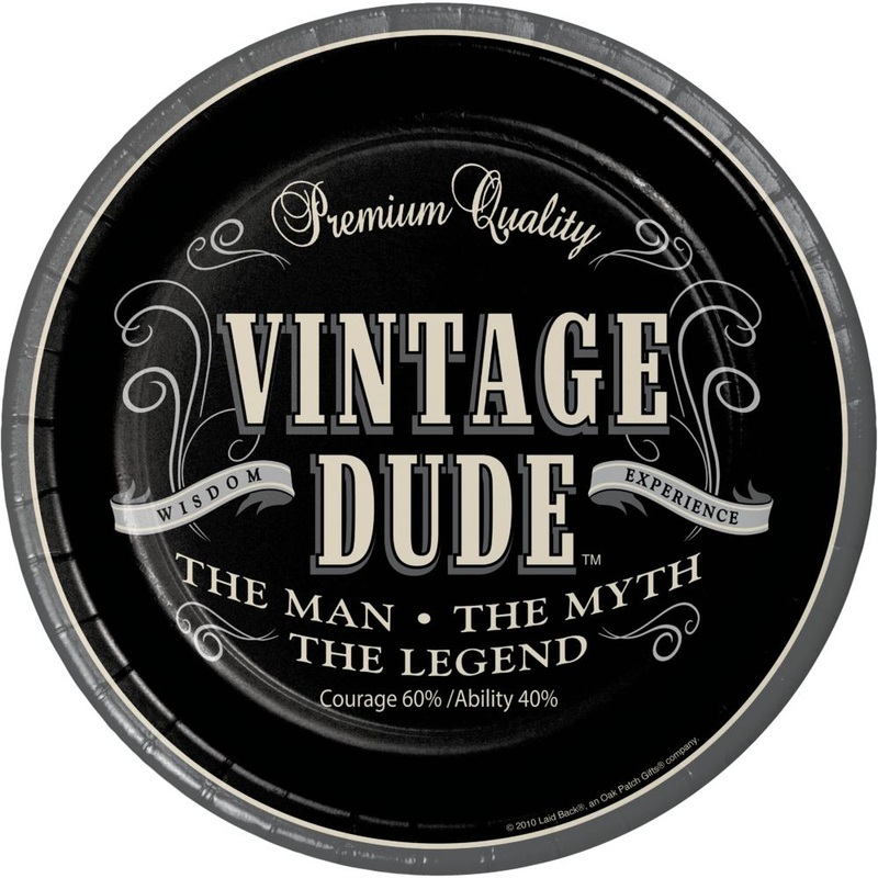VINTAGE DUDE 9 INCH PAPER PLATE 8 CT