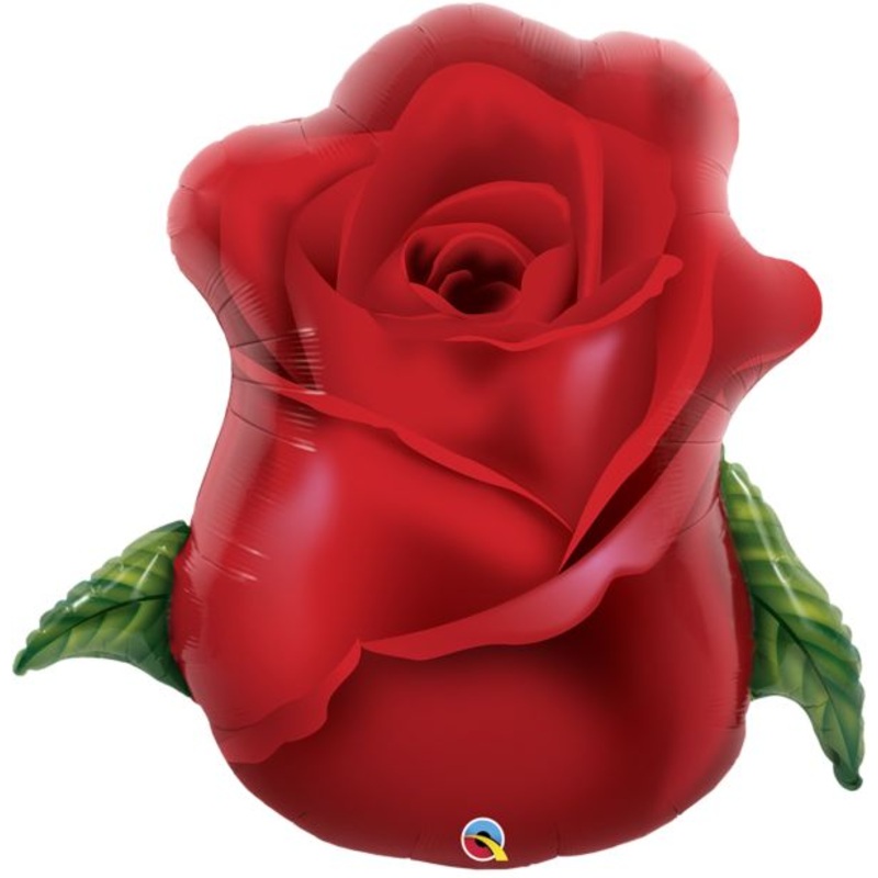 33" Red Rose Bud Foil Balloon