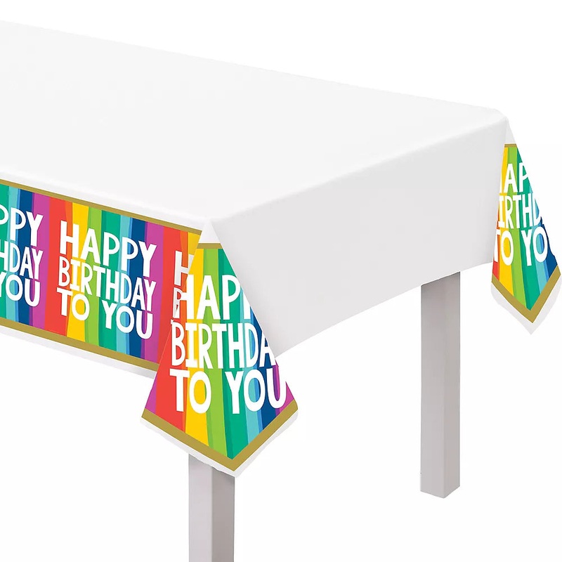 Rainbow Wish Plastic Tablecover 54" X 102"