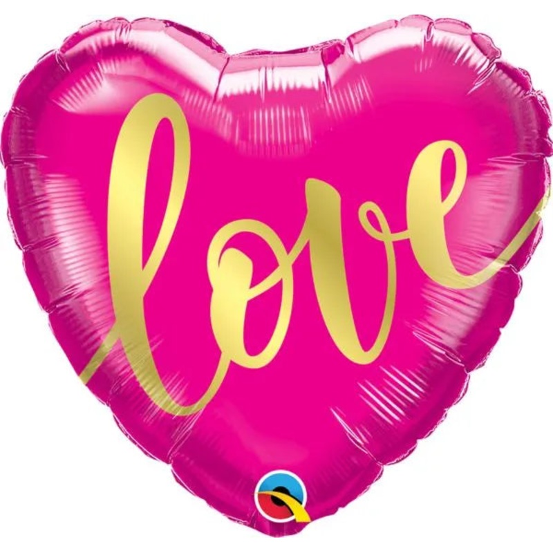18" Love Gold Heart Shaped Foil Balloon