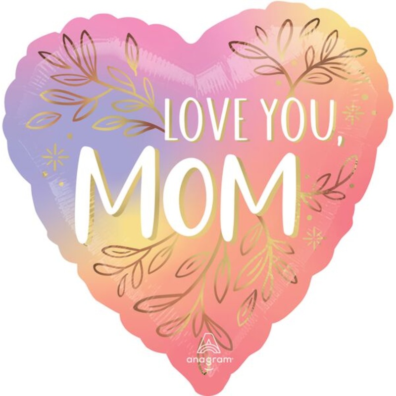28" BOTANICAL TRACES LOVE YOU MOM FOIL BALLOON