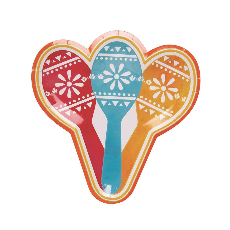 7in. Let's Fiesta Maraca-Shaped Paper Dessert Plates 8 ct.
