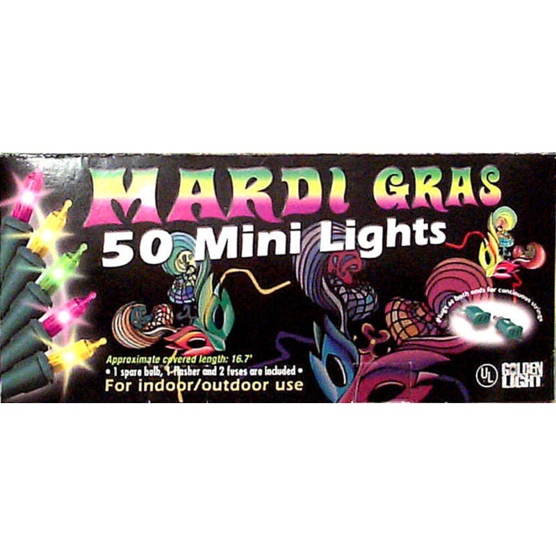 Mardi Gras 50ct Mini 11' Lights Tray Pack