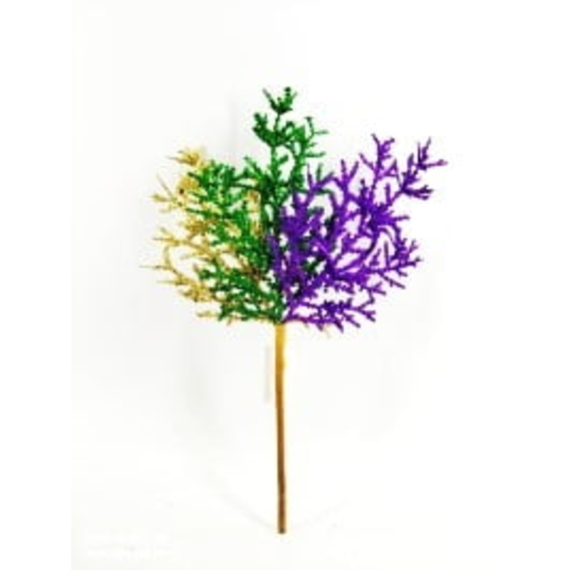 14" Glitter Leaf Spray