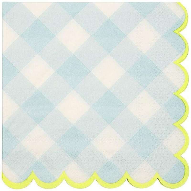 Blue Gingham Beverage Napkins   20 ct.