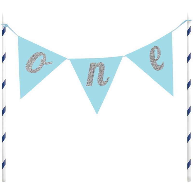 BLUE "ONE" PENNANT CAKE TOPPER 1 CT.