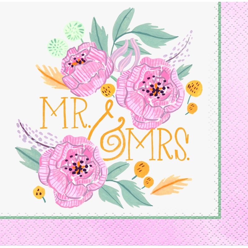 Floral Bridal Beverage Napkins 16 ct.