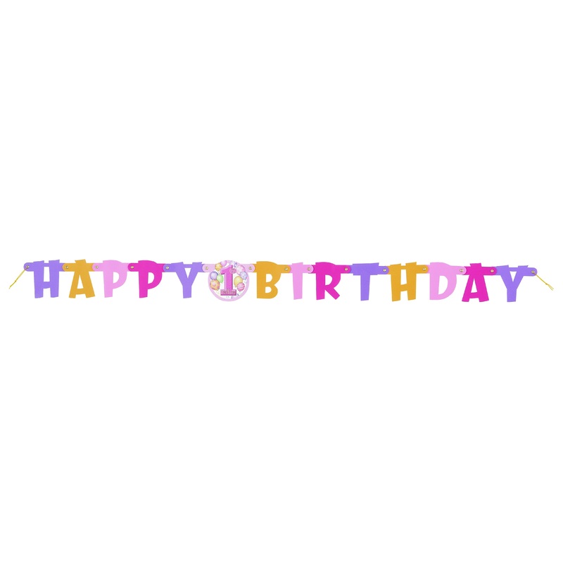 Jointed 1st Birthday Banner Pink 1ct.