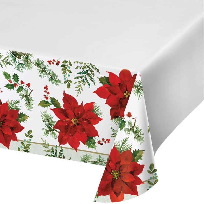 Posh Poinsettia Paper Tablecover 1 ct. 54"X102"
