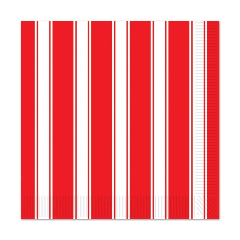 Red & White Stripes Beverage Napkins 16ct.