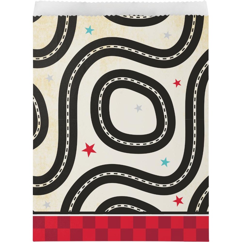 VINTAGE RACE CAR PAPER FAVOR BAG  8 CT