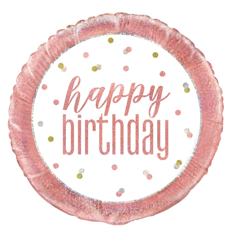 18" Glitz Rose Gold Happy Birthday Foil Balloon