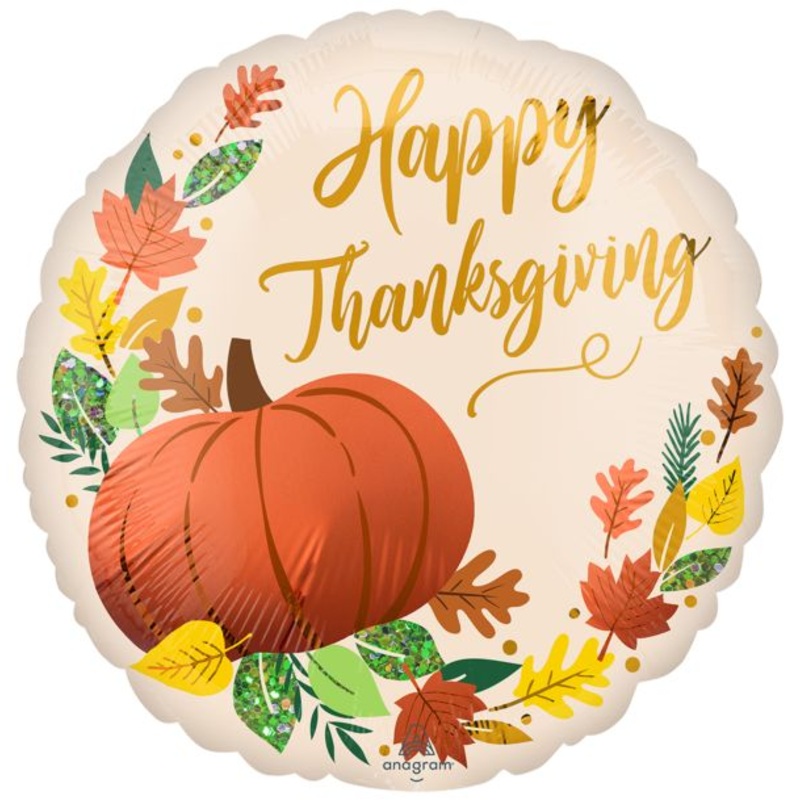18" Satin Happy Thanksgiving Fall Pumpkin