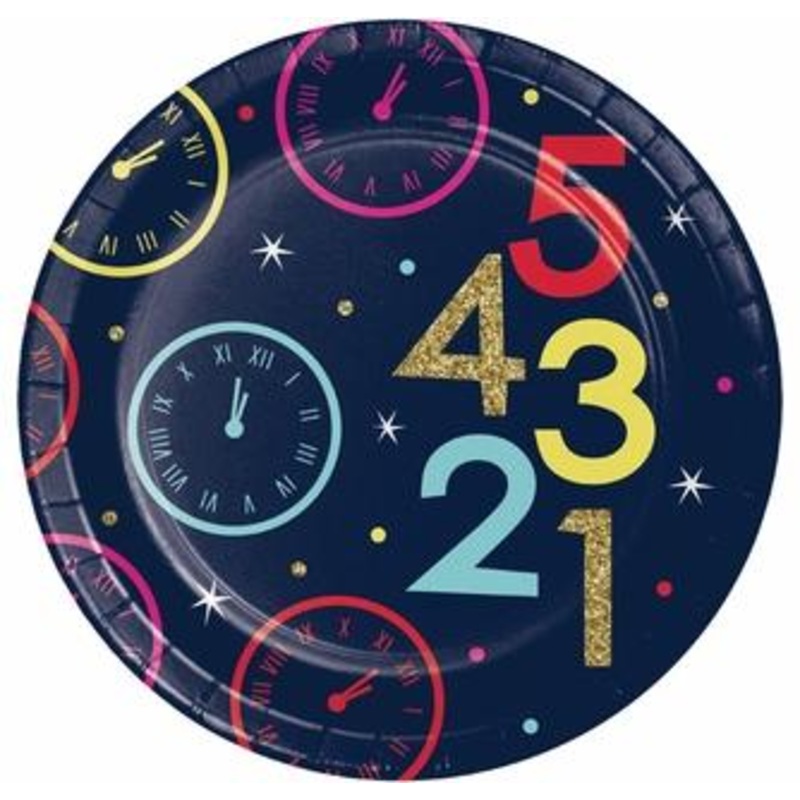 New Year Countdown Paper Dessert Plates 8 ct.
