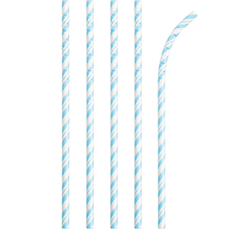 PAPER STRAWS BLUE AND WHITE 24 CT