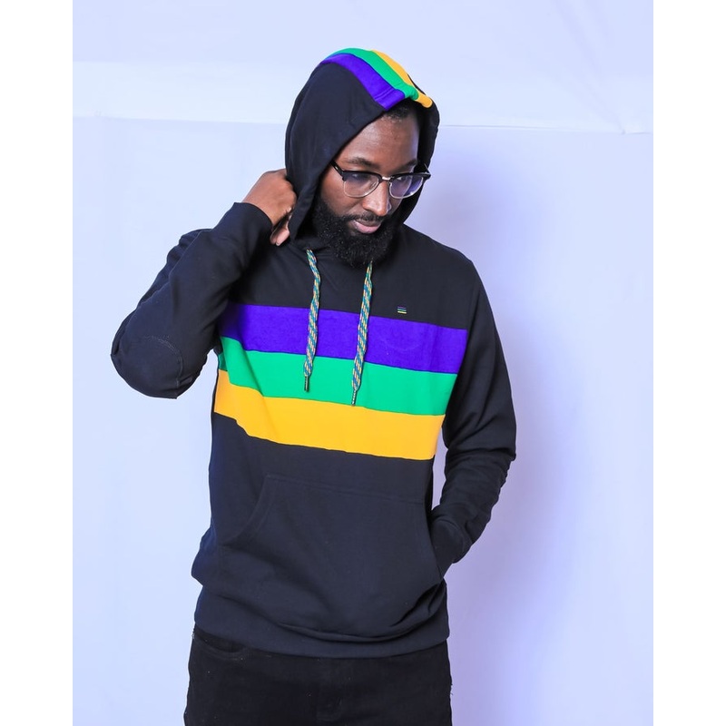 Pullover Hoodie Black Mardi Gras