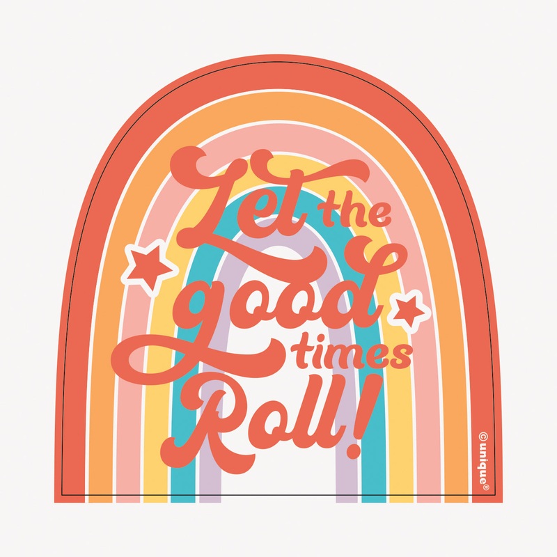 Rainbow Roller Skate Jumbo Vinyl Stickers  3ct