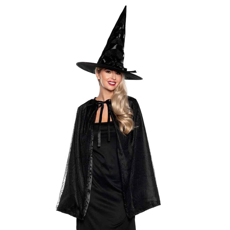 Witch Cape & Hat Set Black