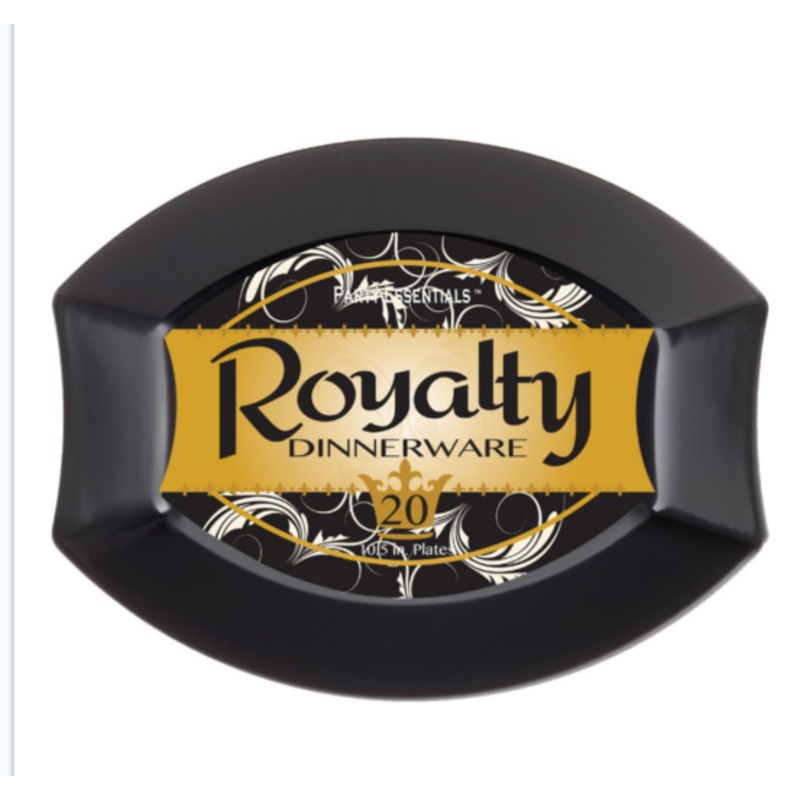 10.5" x 8.5" Royalty Plates - Black 20 Ct.
