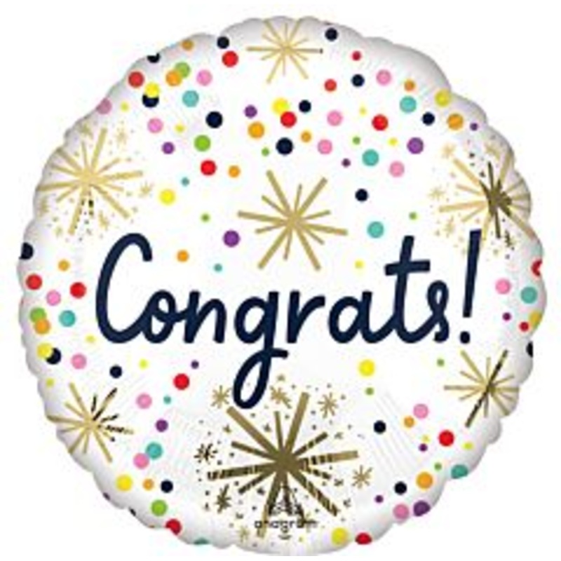 17" CONFETTI SPRINKLE CONGRATULATIONS FOIL BALLOON