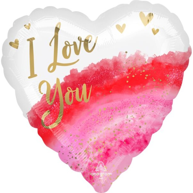 28" Geode Watercolor Love Heart Foil Balloon