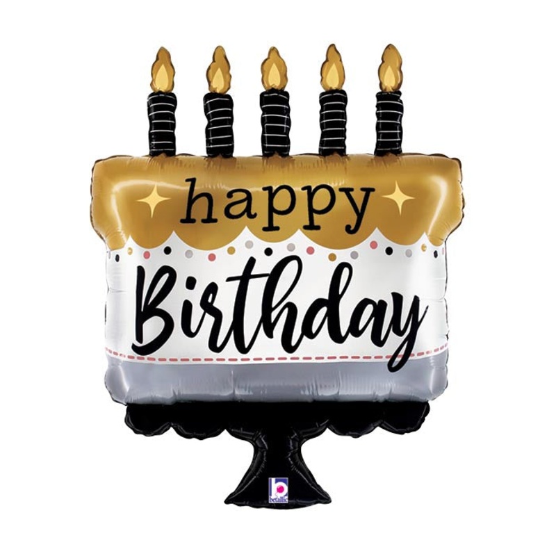 28" Satin Metallic Birthday Cake Balloon