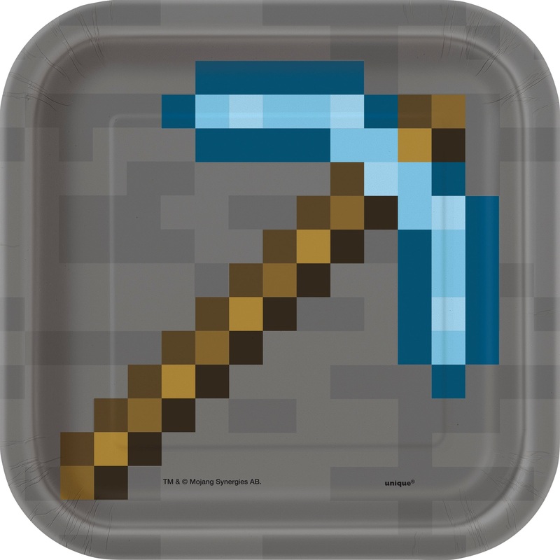 7" Mincraft Square Paper Plates 8 ct.