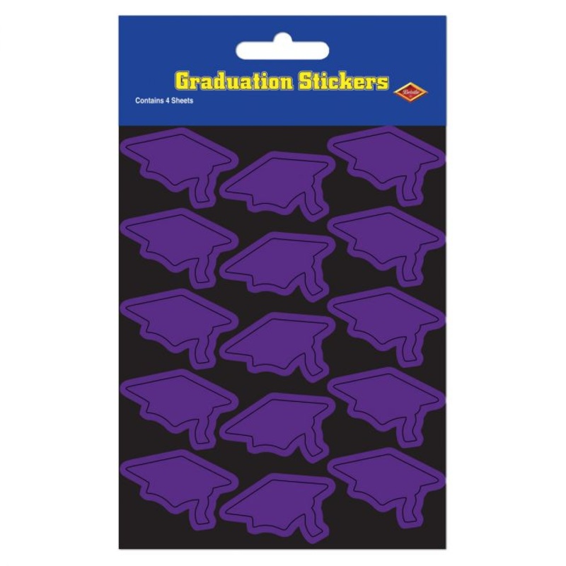 Grad Cap Stickers Purple- 4 sheets