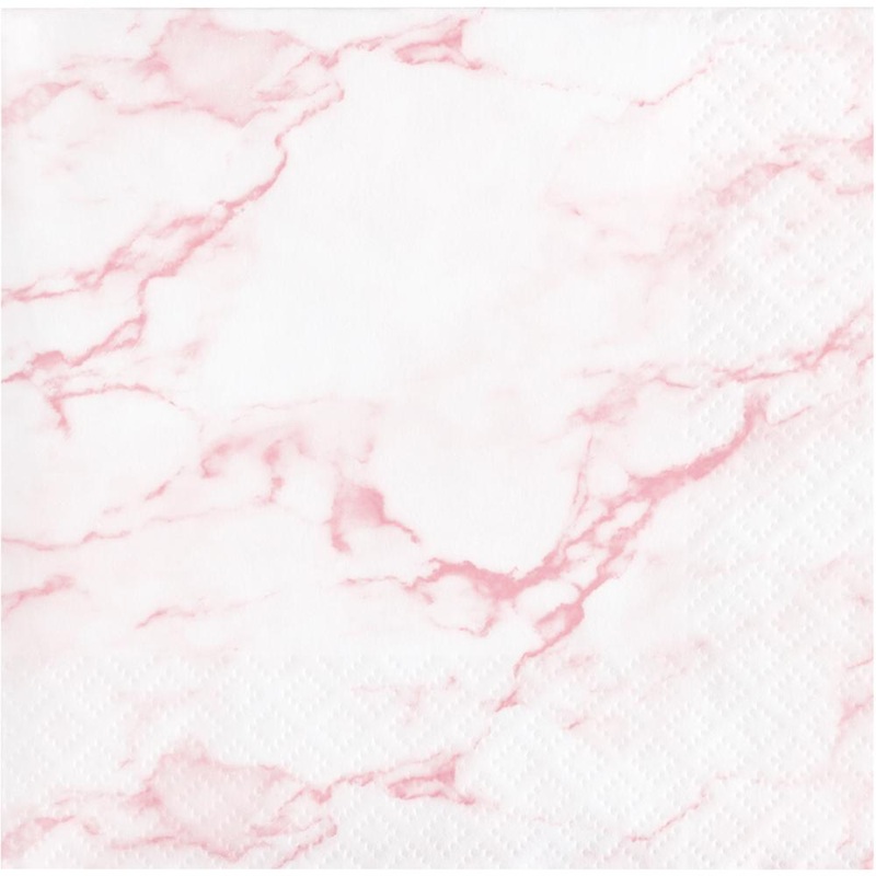 PINK MARBLE 2 PLY BEVERAGE NAPKIN 16 CT