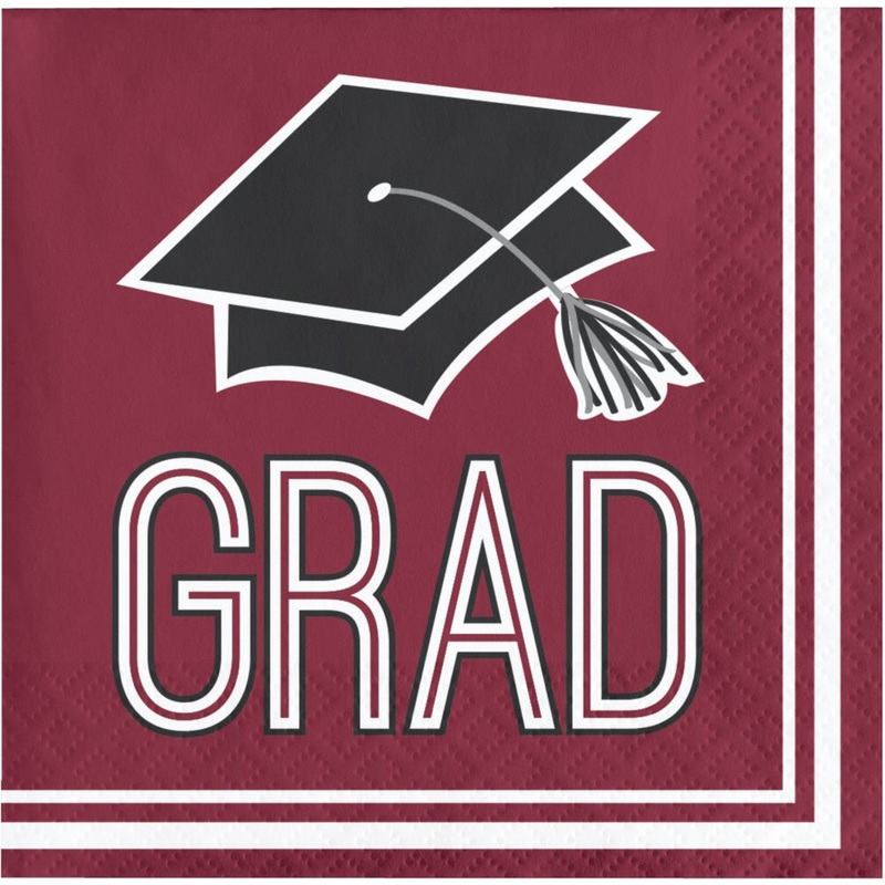 School Spirit Burgundy Beverage Napkins 36 ct.