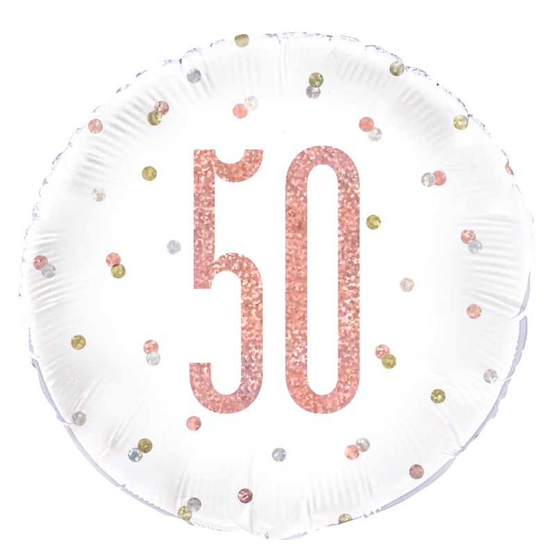 18" Birthday Rose Gold Glitz Number 50 Round Foil Balloon