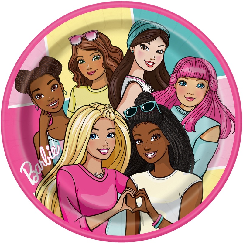 Barbie Round 9" Dinner Plates  8ct
