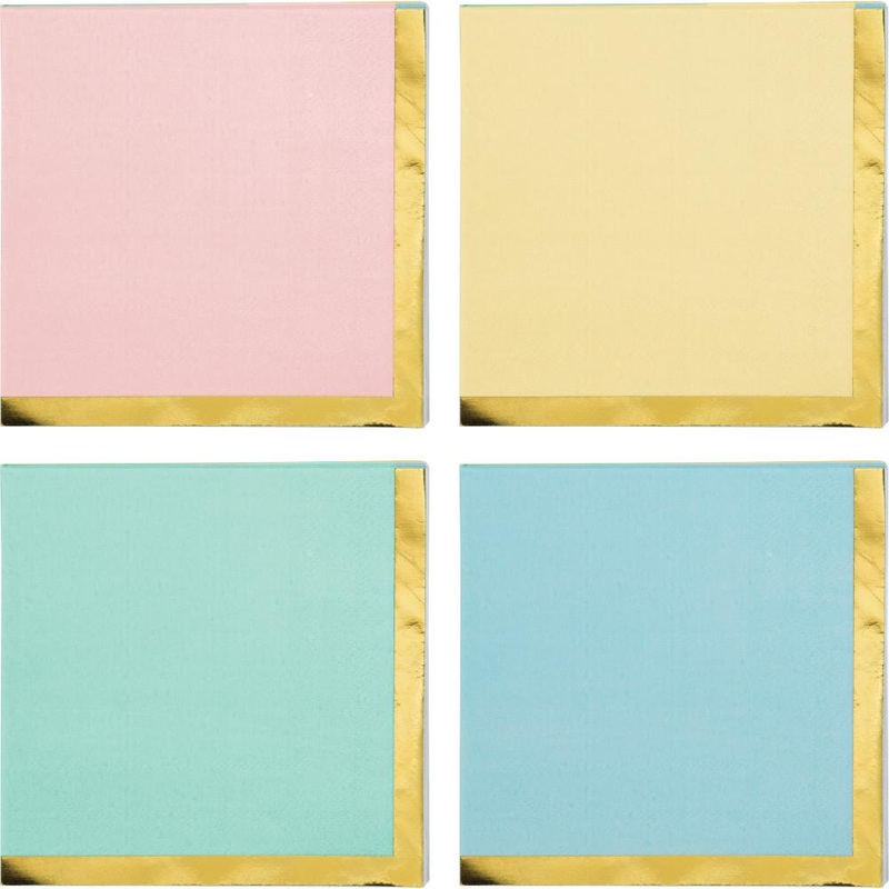 Pastel Celebrations Foil Assorted Colors Beverage Napkins 16 ct.