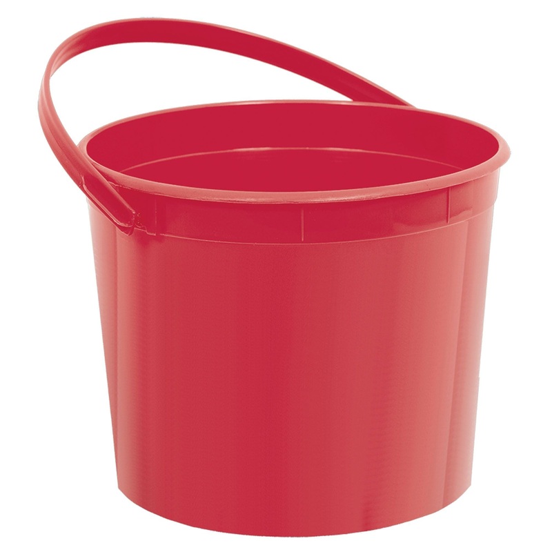 RED PLASTIC BUCKET WITH HANDLE  1 CT.