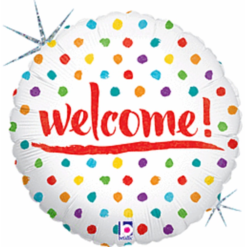 18" Welcome Dots Holographic Foil Balloon
