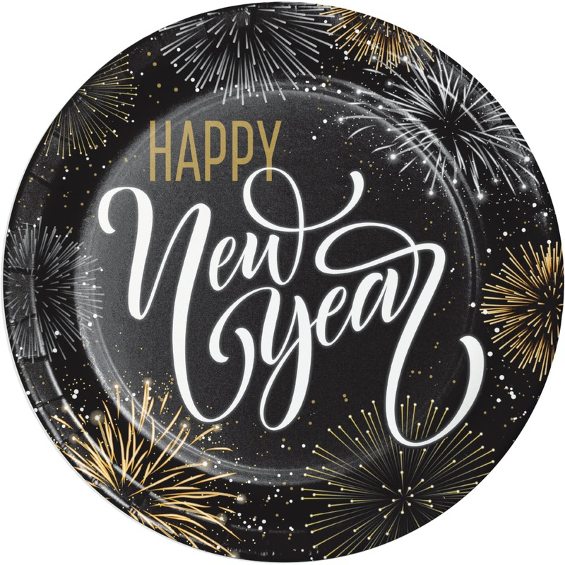 9" Elegant New Year Lunch Paper Plates 8 ct.