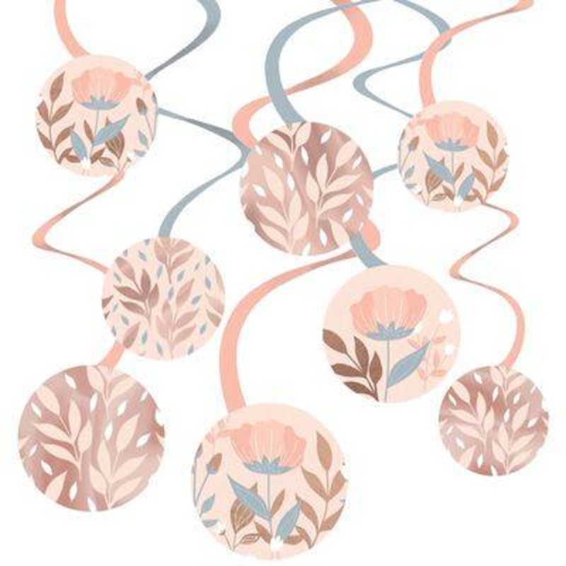 Rose Gold Floral Swirl Decorations 30 pcs