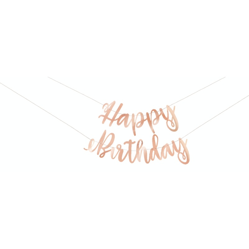 Rose Gold Script Happy Birthday" Banner  7 ft.