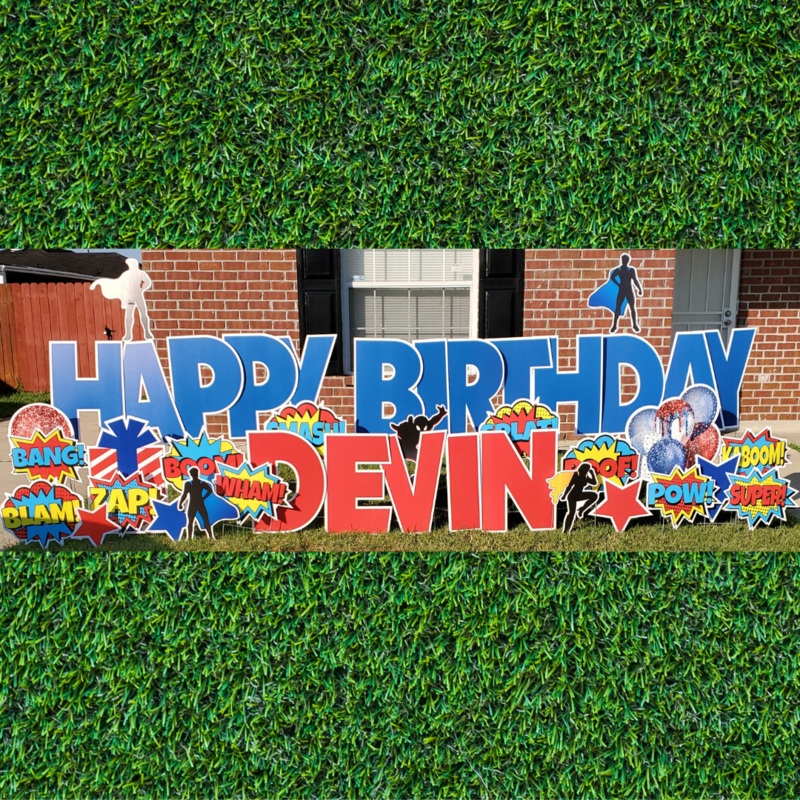 Superhero Happy Birthday - WEEKEND Yard Card Rental