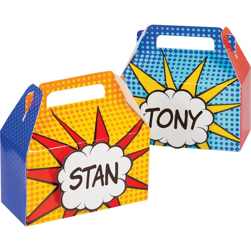 Superhero Party Favor Boxes w/3D Nametag  4ct.