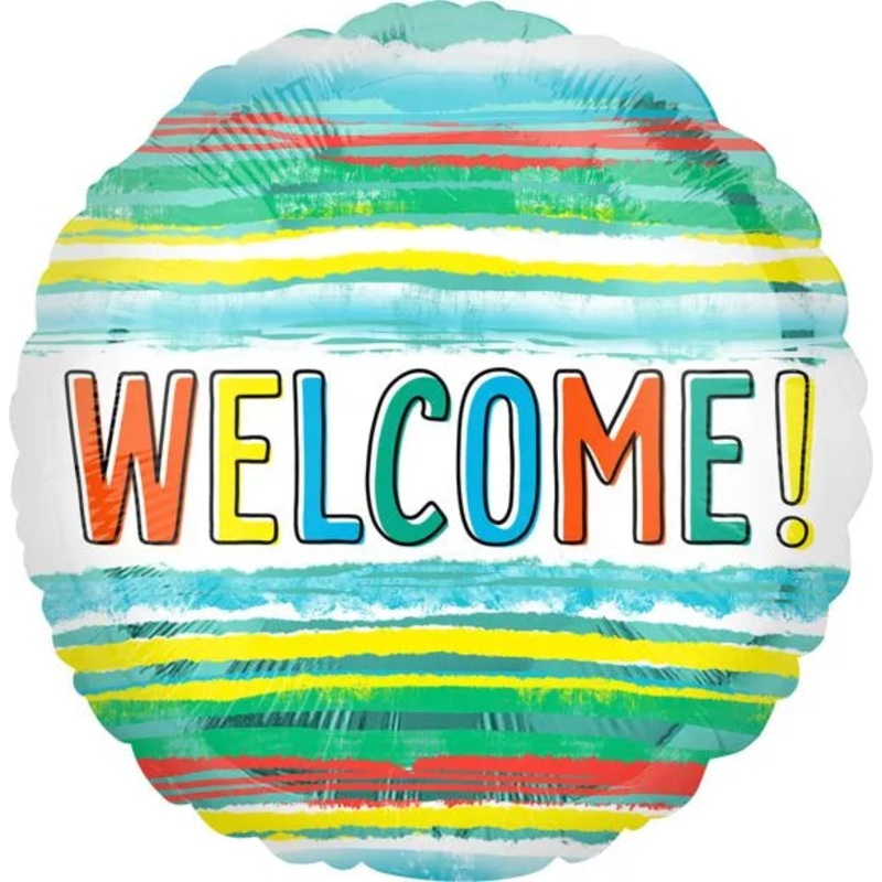 17" Welcome Watercolor Stripes