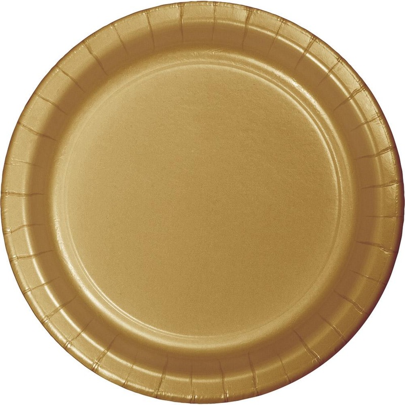7 in. Glittering Gold Dessert Paper Plates  24 ct.